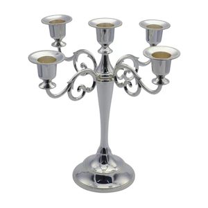 Candelabro Elegante de Metal Plateado para Decoración de Bodas, Candelabro de Cinco Brazos, Centro de Mesa para Eventos de Lujo y Decoración del Hogar - Product Image 2