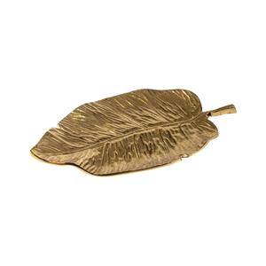 Plateau à feuilles en métal doré de luxe poli pour la décoration intérieure Accent de table à manger Accent de fête - Product Image 2