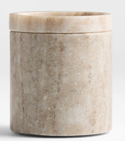 NANWEI Pot de rangement en travertin argenté véritable, fait main, en pierre massive, pour une organisation raffinée de la salle de bain, qualité supérieure