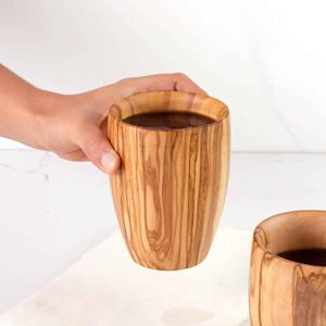 Grande tasse en bois rustique faite à la main Tasse à boire en bois d'olivier écologique - Product Image 2