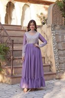 Nouvelles robes longues Anarkali indiennes pour femmes, avec des tailles plus grandes, en géorgette brodée, séchage rapide, pour les fêtes, prix bas
