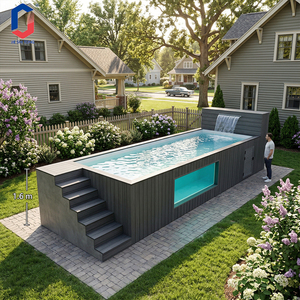 Kit de piscine rectangulaire en fibre de verre enterrée avec accessoires pour la piscine familiale - Product Image 1