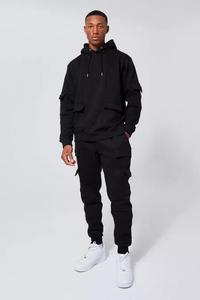 Ensemble de survêtement pour homme en molleton lourd avec sweat à capuche zippé intégral et impression 3D en relief personnalisée, style streetwear - Product Image 5