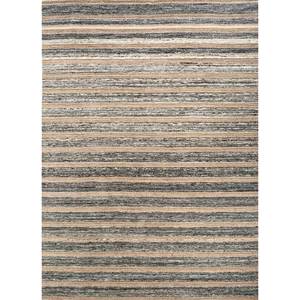 Contour Grey & <b>Black</b> Striped Hand Loom Wool & Viscose <b>Rug</b> for Home Use-Model HWV-51025 - Product Image 1