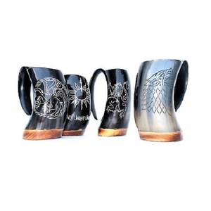Jarra Vikinga Artesanal Ecológica de Cuerno de Búfalo Natural Indio, Taza de Café Pulida con Diseño Animal Elegante para el Hogar - Product Image 5