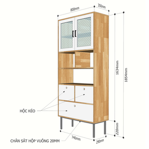Étagère multi-compartiments KTB68094 80x35x186 (cm) en bois de caoutchouc avec pieds en fer, type sur pied pour salon - Product Image 5