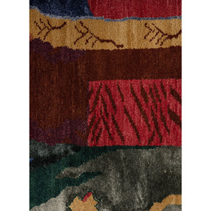 Manchaha Abstract Pattern Wool & Bamboo <b>Silk</b> Rugs <b>Red</b> & Orange Hand Knotted for Home Use-Les-2817 by Jaipur Rugs US - Product Image 3