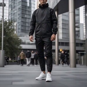 Chándal cortavientos para hombre, chándal resistente al agua de nailon negro de secado rápido, traje de lluvia ligero para hombre - Product Image 6