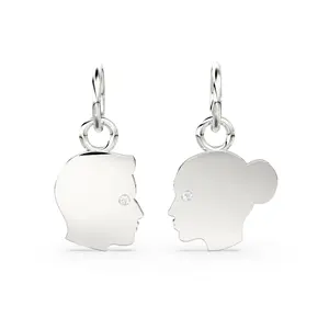 Colgante de Oro Sólido de 14k y 18k con Diamantes y Diseño de Pareja Recortada en Bisel, Tamaño 13mm, Regalo - Product Image 1