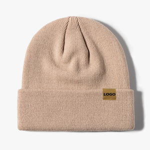 หมวกบีนนี่มีแผ่นหนังสำหรับผู้ชายและผู้หญิงหมวกฤดูหนาวอบอุ่นแบบนุ่มออกแบบโลโก้ได้ตามต้องการหมวกมีแผ่นหนังสำหรับผู้ชายและผู้หญิง - Product Image 6