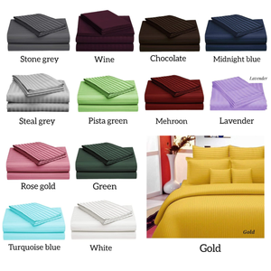 108x108 inch Hot Sale 50/50 Poly Cotton Stripe Hotel <b>Bed</b> Sheet Set Indian Manufacturer Bedding Sheet Set - Product Image 5