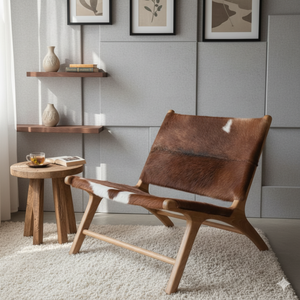 Sillón Chaise Longue de Cuero Ecológico Moderno y Contemporáneo con Estructura de Madera de Teca Sólida para Salas de Estar, Hoteles, Apartamentos y Parques - Product Image 4
