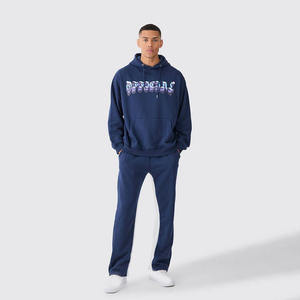 Conjunto Deportivo de Felpa Francesa Gruesa y Transpirable para Hombre, con Estampado Personalizado, Pantalones Deportivos Anchos y Acampanados, Sudadera con Capucha, Talla Grande - Product Image 1