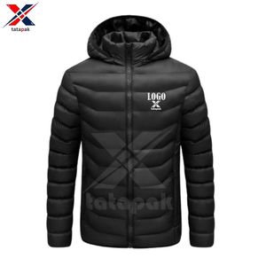 Veste en laine d'hiver 2025 pour hommes, style urbain, sur mesure, grande taille, effet matelassé, polyester/nylon, capuche, fermeture éclair, unie - Product Image 5