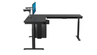 Bureau debout convertible en L VersaDesk PowerLift, design contemporain noir, hauteur réglable, finition thermolaquée pour bureau
