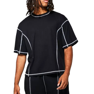 T-shirt à col ras du cou pour hommes, 100% coton 240sm, de luxe, surdimensionné, coupe boxy, avec épaules tombantes, design personnalisé, qualité supérieure - Product Image 2