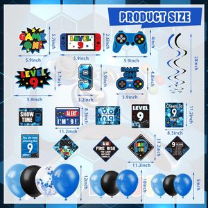 Set <span class=keywords><strong>di</strong></span> decorazioni con palloncini personalizzati per feste <span class=keywords><strong>di</strong></span> <span class=keywords><strong>compleanno</strong></span> per ragazzi, livello 9 <span class=keywords><strong>di</strong></span> videogiochi blu, articoli per feste per il nono <span class=keywords><strong>compleanno</strong></span> <span class=keywords><strong>di</strong></span> un ragazzo - Product Image 4