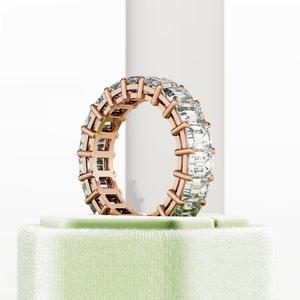 5,7 TCW Lab Grown Diamond Emerald Cut Eternity Band Emerald Diamond Eternity Ring Shared Prong Wedding Band White Gold - Product Image 3