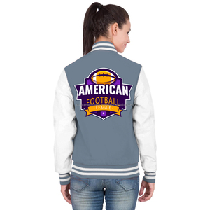 Classic Style Cotton <b>Quilted</b> Breathable Plain Dyed Custom Embroidered Women's Varsity Jacket - Product Image 4