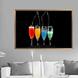 Impression sur toile moderne et vibrante pour la décoration de la maison |   Tableau plat, 1 pièce : encadré or - Product Image 1