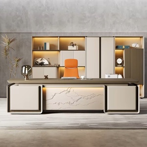 Bureau de direction haut de gamme en noyer, ergonomique, en forme de L, table d'ordinateur modulaire, mobilier commercial, poste de travail exécutif - Product Image 3