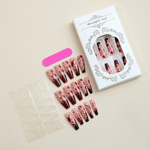 ABS Finger Wearable Nails Puntas largas Adhesivo extraíble Personalizable Estilo francés European American Nail Art Factory al por mayor - Product Image 3