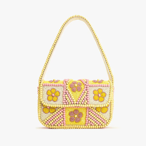 Sac à main en coton décontracté pour femmes avec décoration à paillettes perlées de couleurs mélangées fermeture ouverte pour les fêtes et l'exportation - Product Image 1