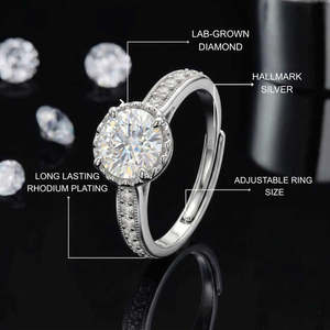Anillo de Diamante Moissanite Solitario Princesa de 1.2 Quilates, Talla Única, para Mujer - Product Image 2