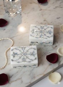 Boîte de rangement en marbre naturel avec motif floral durable, style personnalisé, design incrusté, forme rectangulaire imprimée - Product Image 3