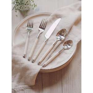 Vajilla Juego de cubiertos Cuchara Tenedor Cuchillo Utensilios de cocina Color plateado Mango de hueso Restaurante Acero inoxidable Uso de la boda - Product Image 1
