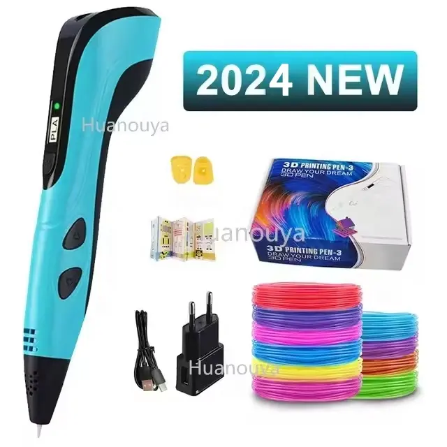 2024 nouveau modèle stylo d'impression 3D avec 10 couleurs * 5m recharge de Filament PLA et pochoir bricolage 3 D imprimante stylos de dessin