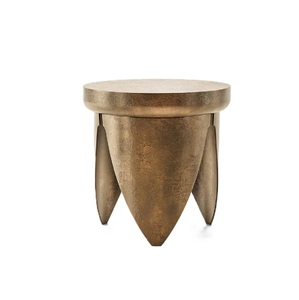 Venta caliente estilo europeo sala de estar Metal latón mesa de centro acabado dorado redondo superior baja altura mesa central para dormitorio - Product Image 3