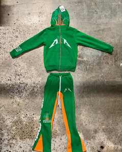 Survêtement à fermeture éclair vintage 100% coton Lettres brodées Impression Logo personnalisé Pull lourd Pantalon de survêtement Ensemble à capuche XL pour l'hiver - Product Image 1