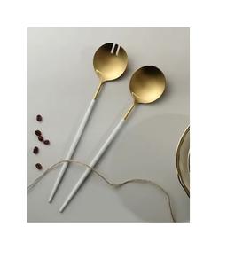 Couverts en acier inoxydable de longue durée au design antique personnalisé ensemble de couverts à salade manche en bois plaqué argent pour enfants mini salade - Product Image 6