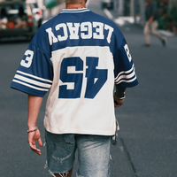 T-shirt de football américain rétro tendance streetwear, personnalisé, sublimé, en maille unie, jersey de football américain