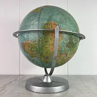 Globe Terrestre en Aluminium Art Déco Fait Main, Artisanat Métallique Vintage, Décoration de Bureau Éducative, Carte Géographique - Readers Digest Great World