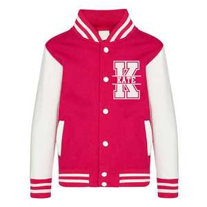 Chaqueta universitaria de alta calidad de fabricante personalizado, chaqueta universitaria de lana en blanco con logotipo bordado por el cliente, chaquetas universitarias de béisbol de tu marca para mujer - Product Image 1