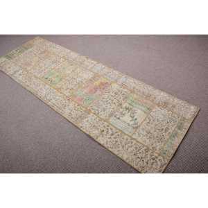 Vintage 2,6x7,9 ft Rug, <b>Runner</b> Turkish Rug, Brown <b>Green</b> Animal Print Rug - Product Image 4