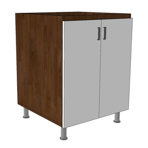 Mueble base moderno para cocina de 60 cm con puertas de cristal abatibles, encimera de acero inoxidable, estructura de contrachapado y melamina MTBD012 - Product Image 4