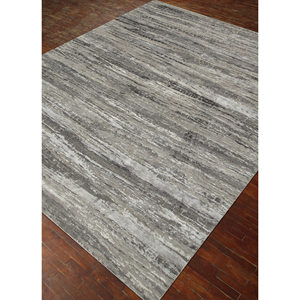 Alfombra Rectangular Kavi Gris y Negra, Tejida a Mano con Lana y Seda de Bambú, Diseño Teoría del Caos, Estilo Boho, para el Hogar o Pasillo, Modelo Esk-433 - Product Image 2