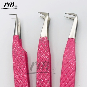 RMI Top Produit Argent Poli Pointe Et Rose Floral 90 Pince À Épiler Meilleure Qualité Fibre Pointe Cils Pince À Cils Acier Inoxydable Durable - Product Image 6