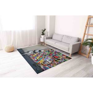 Alfombra Impresa - Diseño Moderno de Graffiti Colorido Estilo Banksy para Cuarto de Hombre, con Pelo Suave - Product Image 4