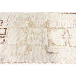 Vintage Bohemian <b>Turkish</b> <b>Rug</b> 3 X 10.3ft Beige Brown Classic Style Patchwork Pattern for Entryway Hallway Wool Material Latex - Product Image 5