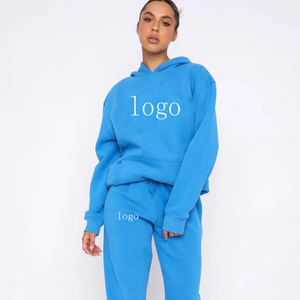 Survêtement d'hiver uni et uni pour femmes Pantalon de survêtement et sweat à capuche Jogging Sets Custom Unisex Sweatsuit Set - Product Image 1