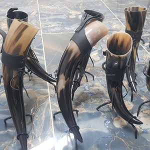 Authentic Handcrafted Viking Drinking Horn <b>Mug</b> Original Carved Natural Craft Leather Belt Holder Metal <b>Stand</b> Animal Tea - Product Image 1