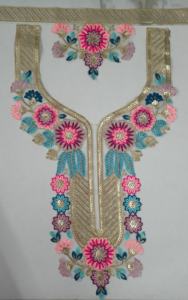 Col brodé à la main en filet avec détail de paillettes pour la boutique de mode ethnique kurti blouse saree robe cou utilisation - Product Image 2