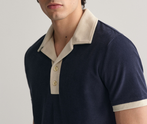 Tissu éponge 100% coton pour polo à boutons avec couleurs contrastées, respirant, motif brodé, approvisionnement ODM - Product Image 4