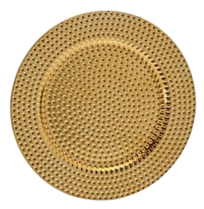 จานรองอาหารชุบทองคำแบบหนา จานโลหะลายตอกตกแต่งสำหรับงานแต่งงาน ถาดกลมชุบทองคำสีโรสโกลด์ ของตกแต่งงานหรูหรา - Product Image 2