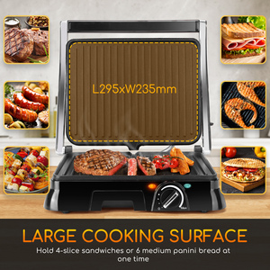Aigostar 2000W tostapane elettrico a Sandwich 180 a Grill grande a Grill regolabile con controllo della temperatura in acciaio inossidabile - Product Image 3