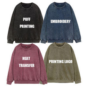 เสื้อฮู้ดดี้ผู้ชายทรงโอเวอร์ไซส์ ล้างสีแบบวินเทจ สไตล์วินเทจ ผ้าฟลีซ พิมพ์ลายโลโก้ ผ้าฝ้าย 100% เป็นมิตรกับสิ่งแวดล้อม - Product Image 5